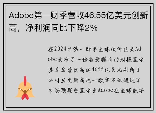 Adobe第一财季营收46.55亿美元创新高，净利润同比下降2%